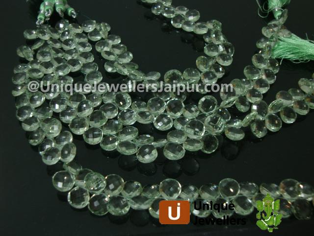 Green Amethyst Faceted Heart Beads